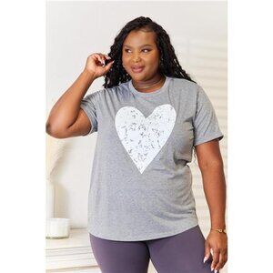 Simply Love Heart Graphic‎ Cuffed Short Sleeve T-Shirt